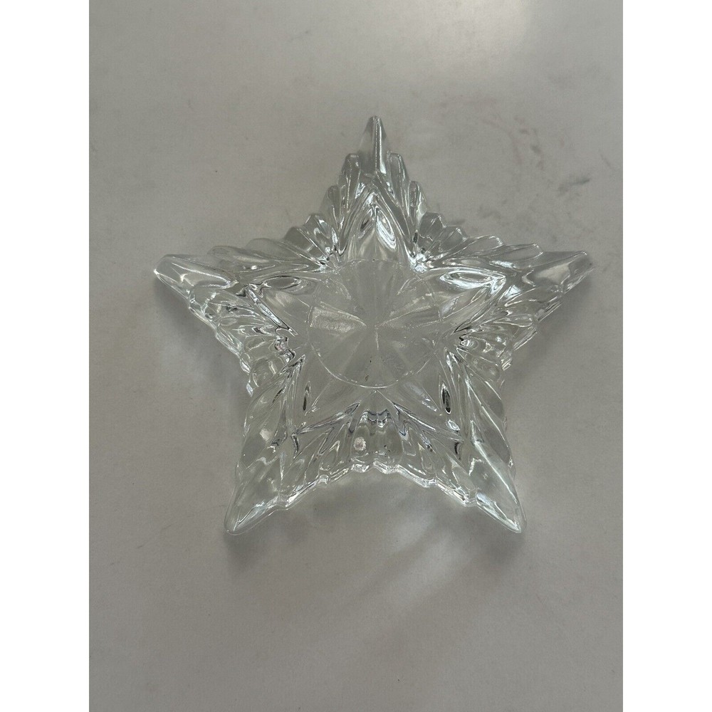 Vtg Crystal Clear Star Shape Lead Crystal Trinket Jewelry Box Romania Glass Lid - Picture 10 of 16